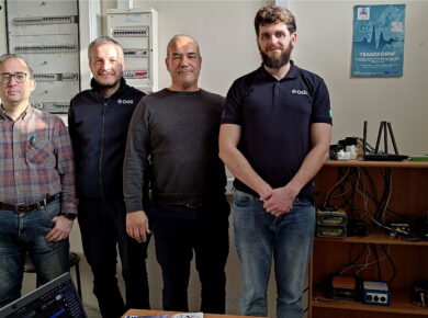 The OGS and TRANSFORM² team during the LZER0 GNSS station installation at the Corinth Rift Laboratory (CRL), Greece, on 4 March 2026 . From left to right: Andreas Karakonstantis , Paolo Fabris (OGS) , Panagiotis Elias , Simone Galvi (OGS).